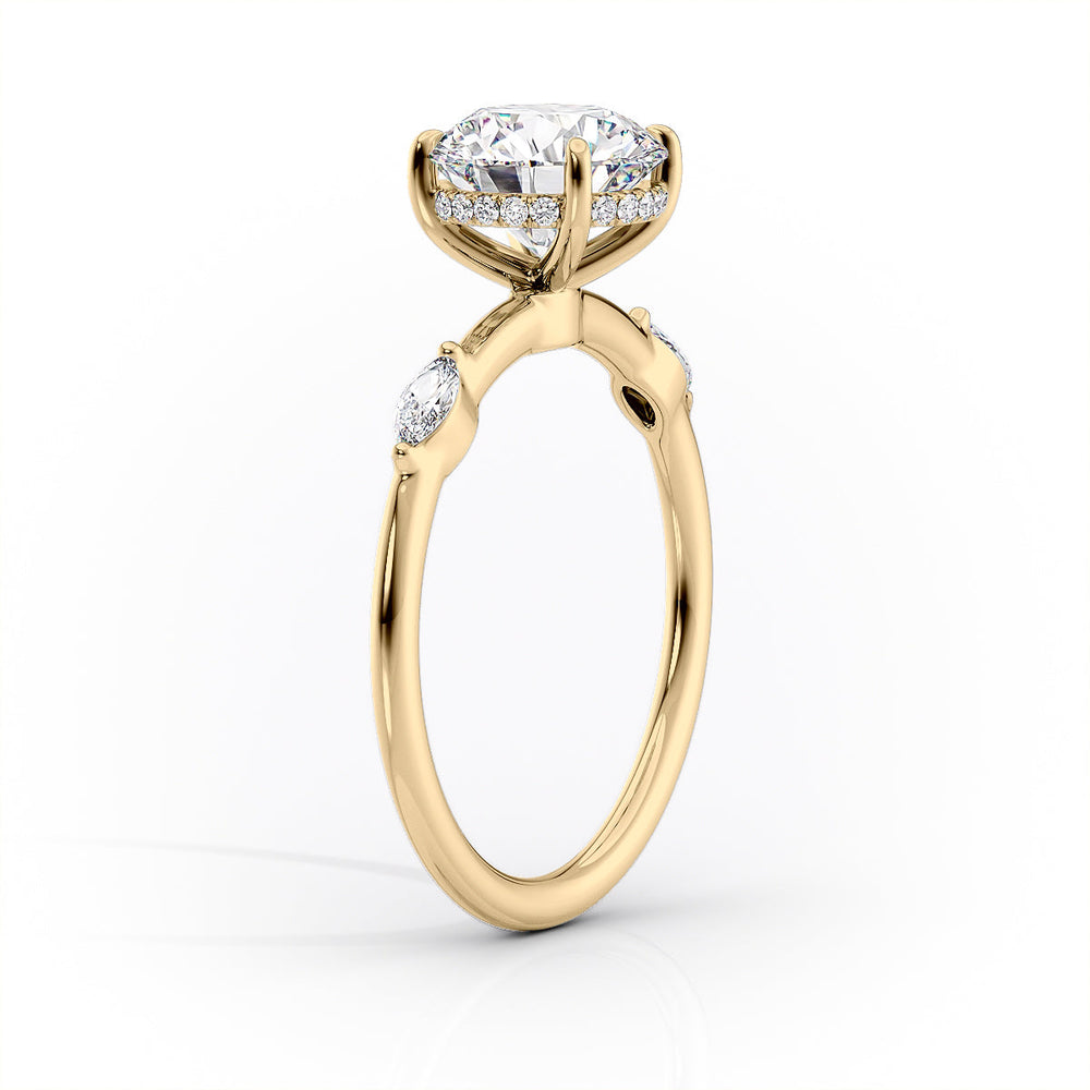 The Nicole Set  With A 4 Carat Oval 14K Yellow Gold Moissanite