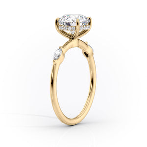 The Nicole Set  With A 1 Carat Radiant 18K Yellow Gold Moissanite
