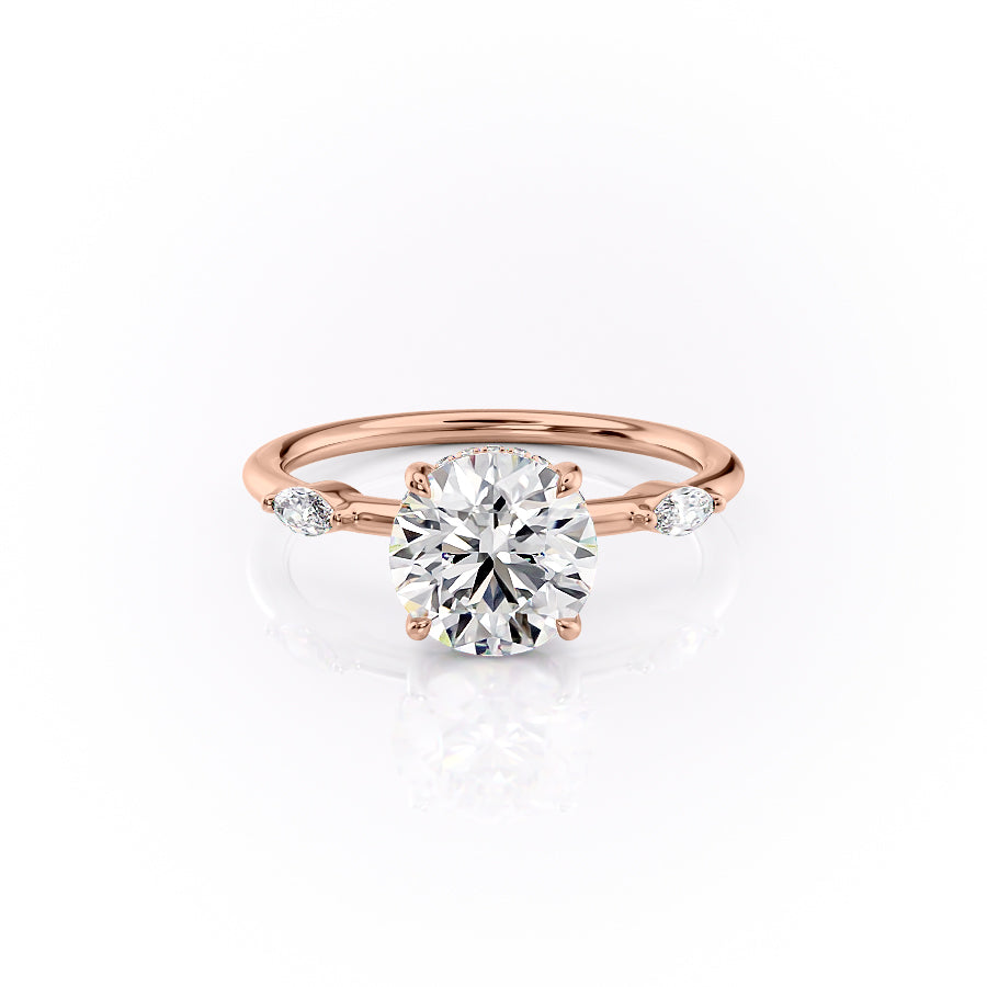 The Nicole Set  With A 4.5 Carat Round 14K Rose Gold Moissanite