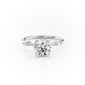 The Nicole Set With A 1 Carat Round 14K White Gold Lab Diamond