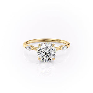 The Nicole Set  With A 1.5 Carat Round 18K Yellow Gold Moissanite