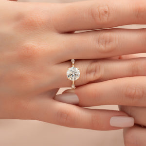 The Nicole Set  With A 1.5 Carat Round 18K Yellow Gold Moissanite