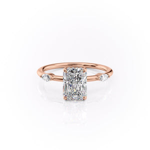 The Nicole Set  With A 3.5 Carat Radiant 14K Rose Gold Moissanite