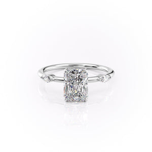 The Nicole Set With A 3 Carat Radiant 18K White Gold Lab Diamond