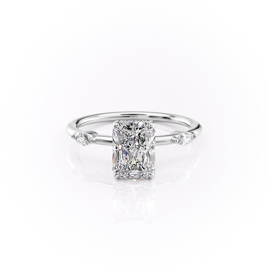 The Nicole Set With A 3 Carat Radiant 14K White Gold Lab Diamond