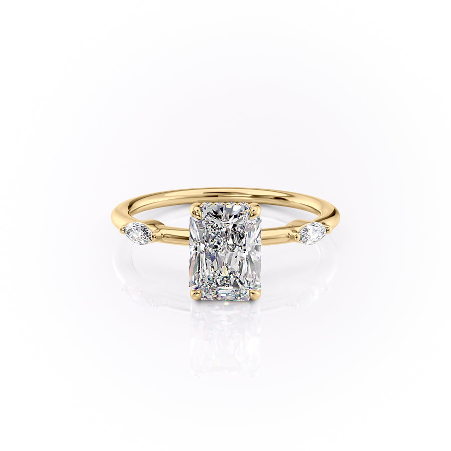 The Nicole Set  With A 1 Carat Radiant 18K Yellow Gold Moissanite