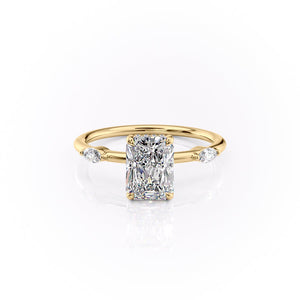 The Nicole Set  With A 1 Carat Radiant 18K Yellow Gold Moissanite