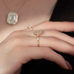 The Nicole Set  With A 2.5 Carat Radiant 18K Yellow Gold Moissanite