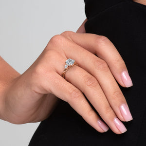 The Twig Set  With A 5 Carat Cushion 14K Rose Gold Moissanite