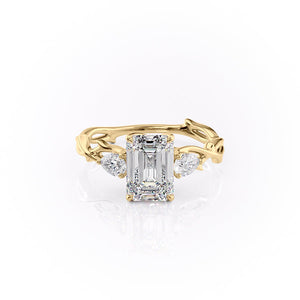 The Twig Set With A 1 Carat Emerald 14K Yellow Gold Lab Diamond