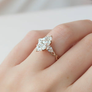 The Three Stone Twig Set  With A 3.5 Carat Marquise 14K Rose Gold Moissanite