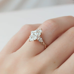 The Twig Set With A 1 Carat Marquise 14K Rose Gold Lab Diamond