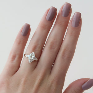 The Three Stone Twig Set With A 1 Carat Marquise 14K Rose Gold Lab Diamond