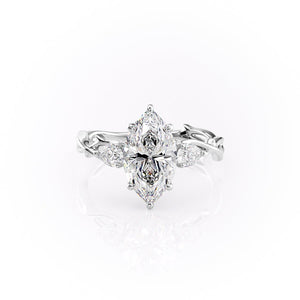 The Twig Set  With A 2.5 Carat Marquise 18K White Gold Moissanite