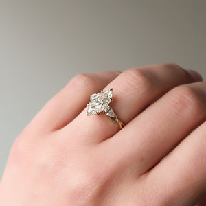 The Three Stone Twig Set With A 1 Carat Marquise 14K Yellow Gold Lab Diamond
