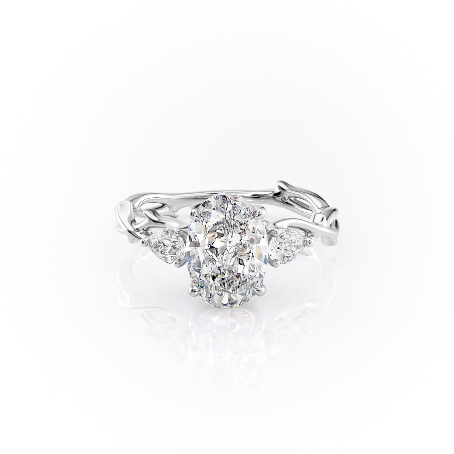 The Twig Set With A 1 Carat Oval 14K White Gold Lab Diamond