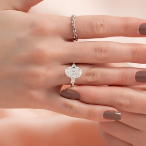The Twig Set With A 1 Carat Oval 14K White Gold Lab Diamond