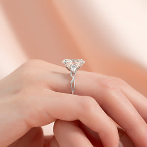 The Three Stone Twig Set  With A 5 Carat Oval 14K White Gold Moissanite