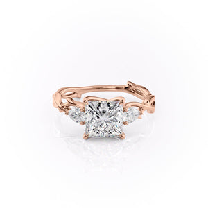 The Twig Set With A 1 Carat Princess 14K Rose Gold Lab Diamond