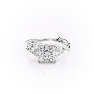 The Twig Set  With A 3 Carat Princess 14K White Gold Moissanite