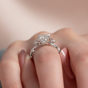 The Three Stone Twig Set  With A 1 Carat Princess 14K White Gold Moissanite
