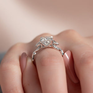 The Twig Set  With A 3 Carat Princess 14K White Gold Moissanite