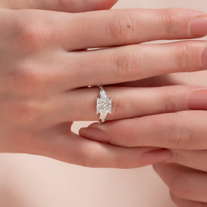 The Twig Set  With A 3 Carat Princess 14K White Gold Moissanite