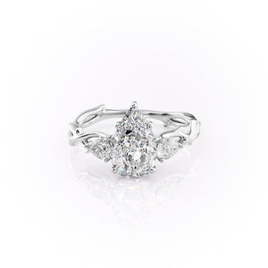 The Three Stone Twig Set With A 3 Carat Pear 14K White Gold Lab Diamond