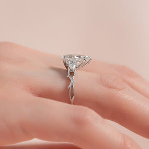 The Twig Set With A 1 Carat Pear 14K White Gold Lab Diamond