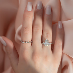 The Twig Set With A 1 Carat Pear 14K White Gold Lab Diamond