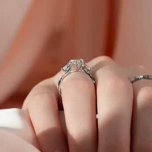 The Three Stone Twig Set With A 3 Carat Pear 14K White Gold Lab Diamond