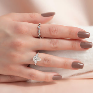The Twig Set With A 1 Carat Pear 14K White Gold Lab Diamond