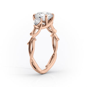 The Twig Set  With A 2.5 Carat Princess 14K Rose Gold Moissanite