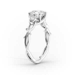 The Twig Set  With A 4 Carat Pear 14K White Gold Moissanite
