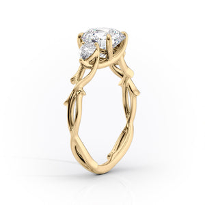 The Twig Set  With A 4.5 Carat Pear 18K Yellow Gold Moissanite