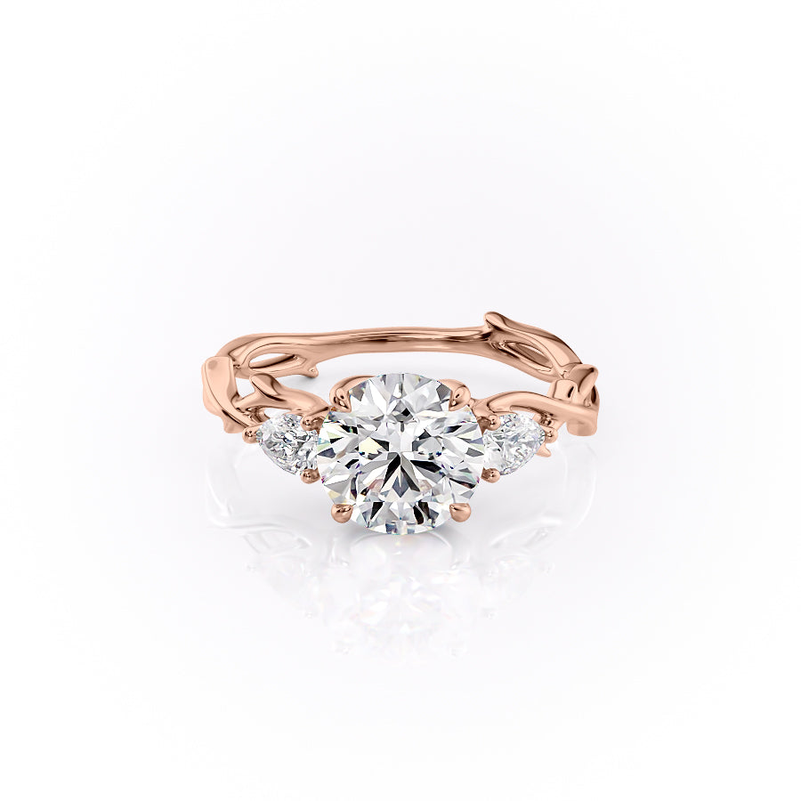 The Twig Set With A 1 Carat Round 14K Rose Gold Lab Diamond