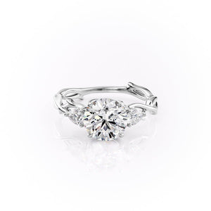 The Three Stone Twig Set With A 1.5 Carat Round 14K White Gold Lab Diamond