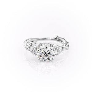 The Twig Set  With A 4 Carat Round 14K White Gold Moissanite
