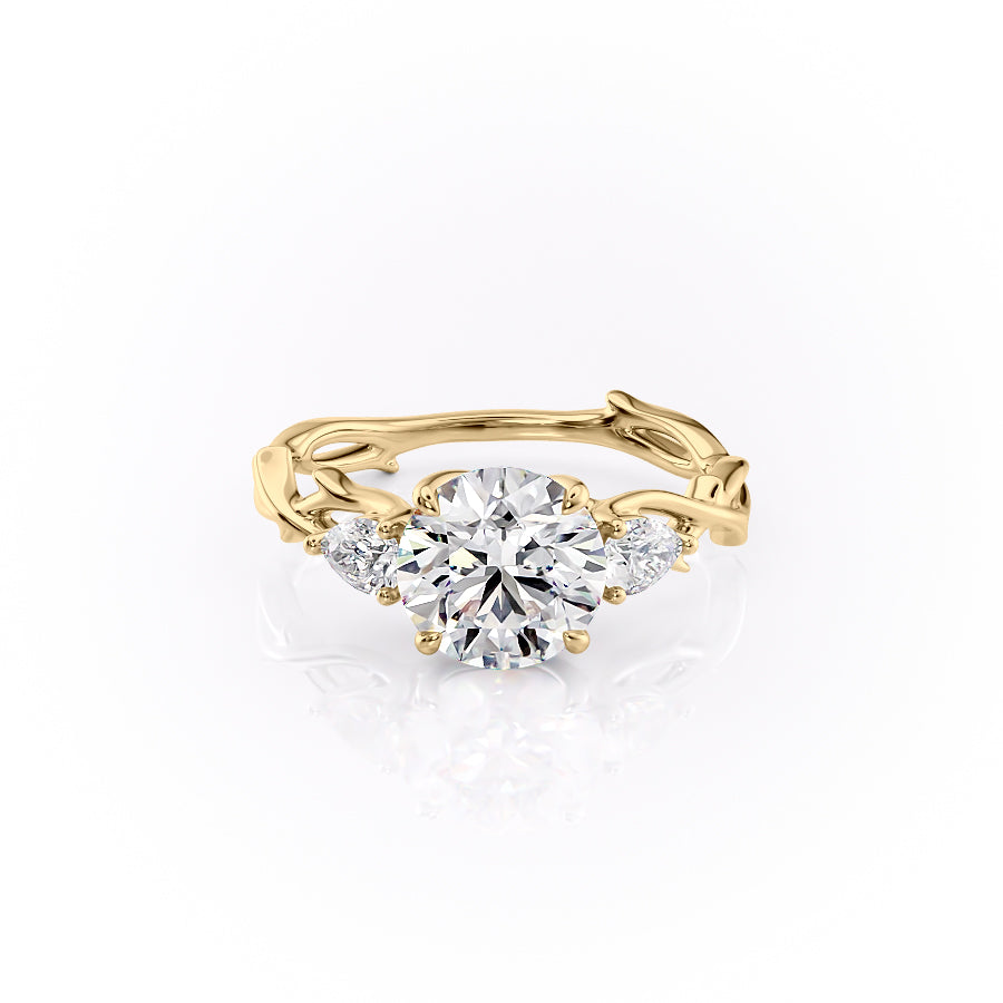 The Twig Set With A 1 Carat Round 18K Yellow Gold Lab Diamond
