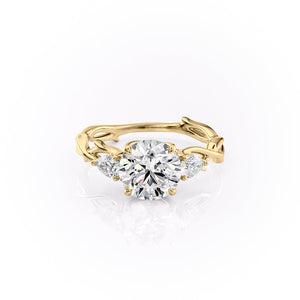 The Twig Set With A 1 Carat Round 14K Yellow Gold Lab Diamond