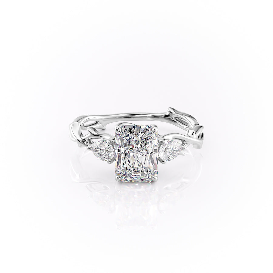The Twig Set With A 1 Carat Radiant 18K White Gold Lab Diamond