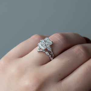 The Twig Set With A 1 Carat Radiant 18K White Gold Lab Diamond