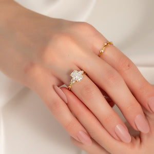 The Twig Set With A 1 Carat Radiant 18K Yellow Gold Lab Diamond