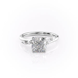 The Nova Set With A 3 Carat Cushion 18K White Gold Lab Diamond