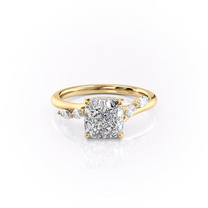 The Nova Set With A 1 Carat Cushion 18K Yellow Gold Lab Diamond