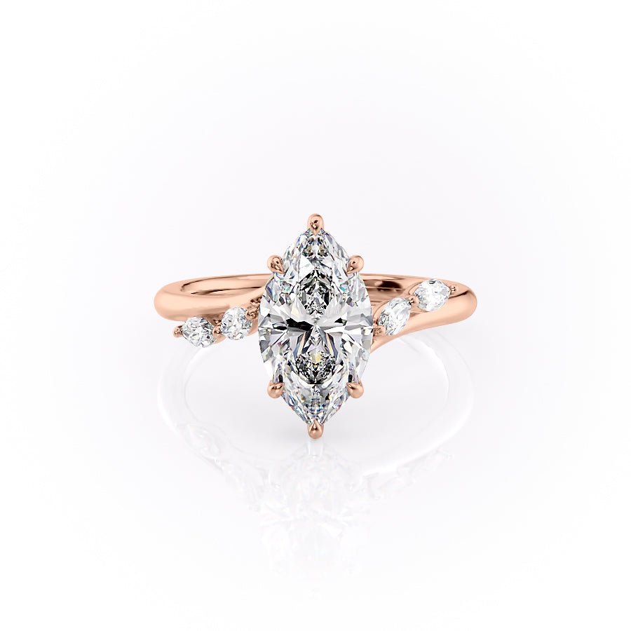 The Nova Set  With A 2 Carat Marquise 18K Rose Gold Moissanite