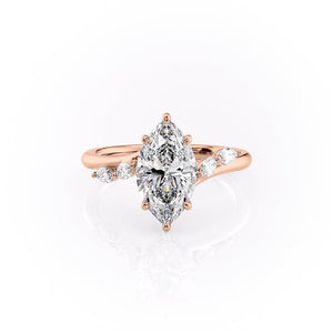 The Nova Set  With A 3 Carat Marquise 18K Rose Gold Moissanite