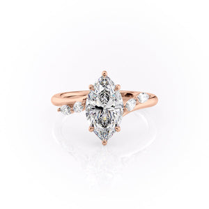 The Nova Set With A 2 Carat Marquise 14K Rose Gold Lab Diamond