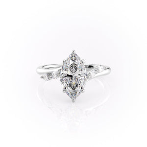The Nova Set With A 2 Carat Marquise 14K White Gold Lab Diamond