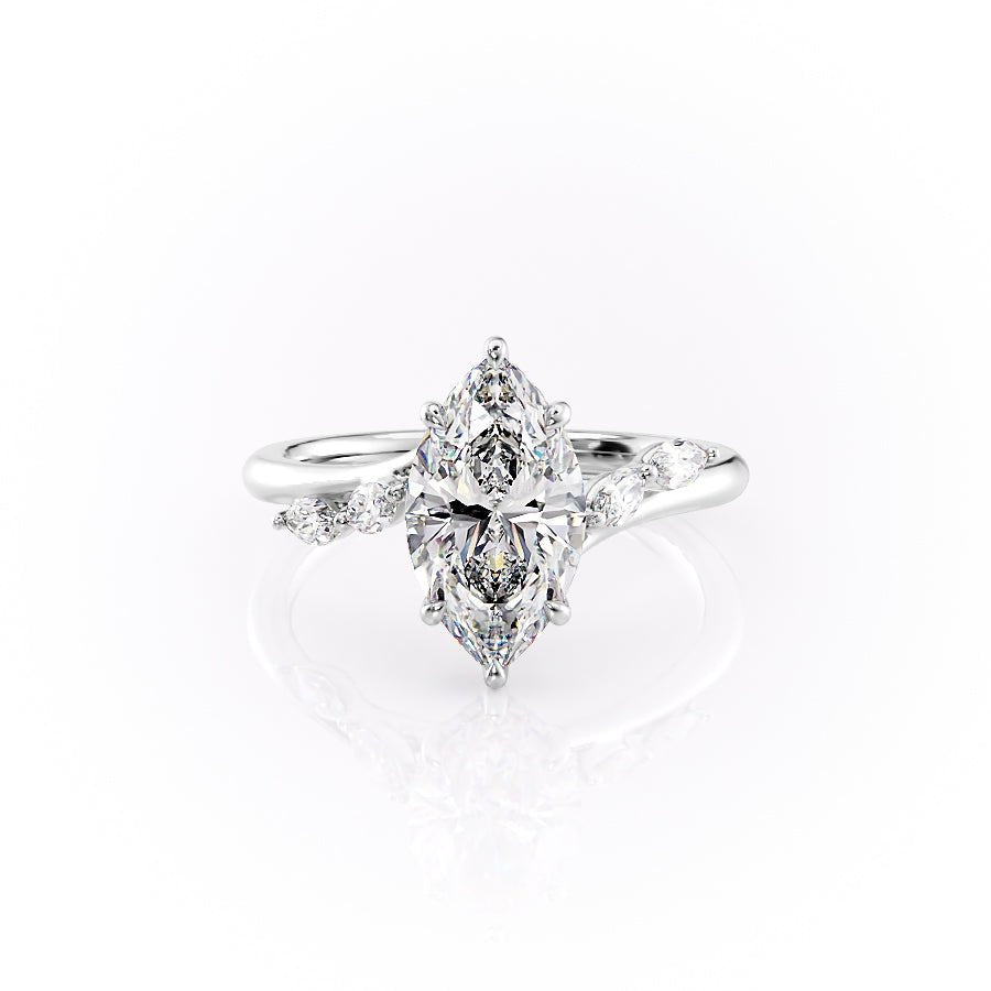 The Nova Set  With A 2 Carat Marquise 18K White Gold Moissanite
